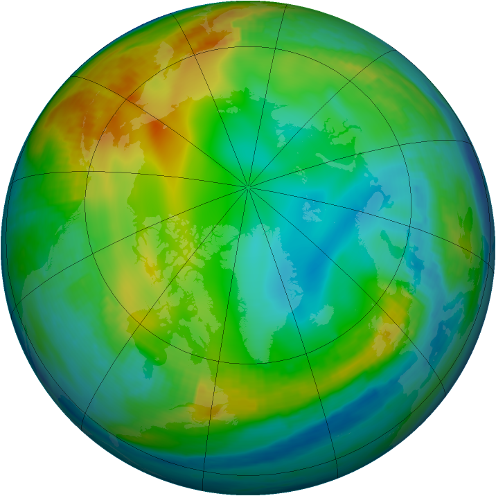 Arctic ozone map for 25 December 1999